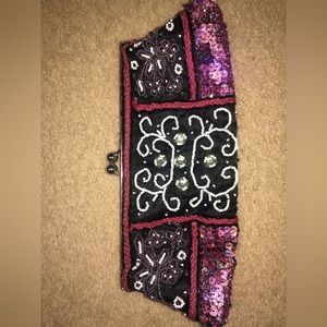 Preowned beaded sequin clutch